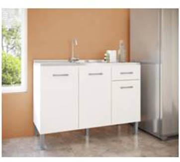 BAJO MESADA BLANCO BRILLO 1.20 CENTRAL TRAMONTINA 2 PTAS. 3 CAJONES