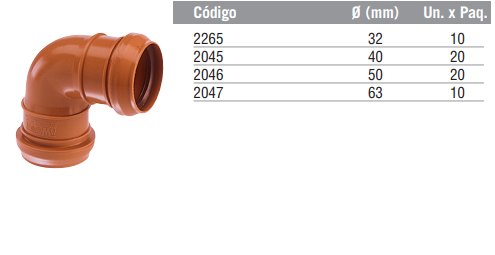 Codo a 87º 30’ h-h